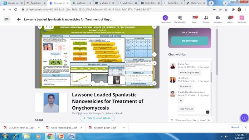 M. Pharmacy Students 20th International Symposium Controlled Release Society-Indian Chapter  2022