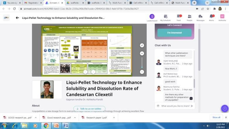 M. Pharmacy Students 20th International Symposium Controlled Release Society-Indian Chapter  2022