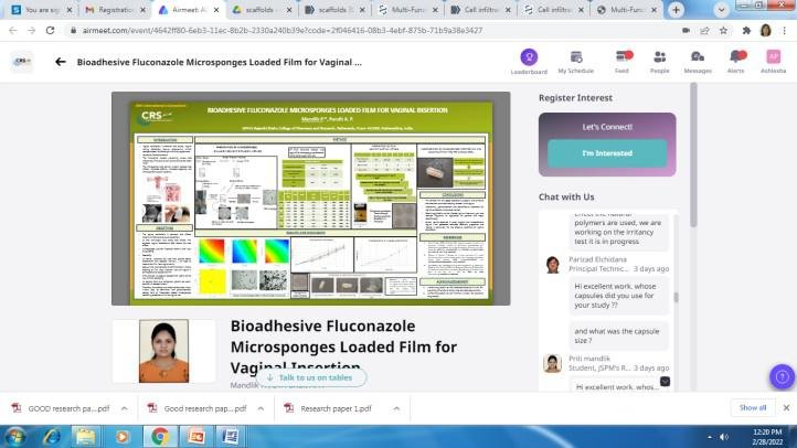 M. Pharmacy Students 20th International Symposium Controlled Release Society-Indian Chapter  2022